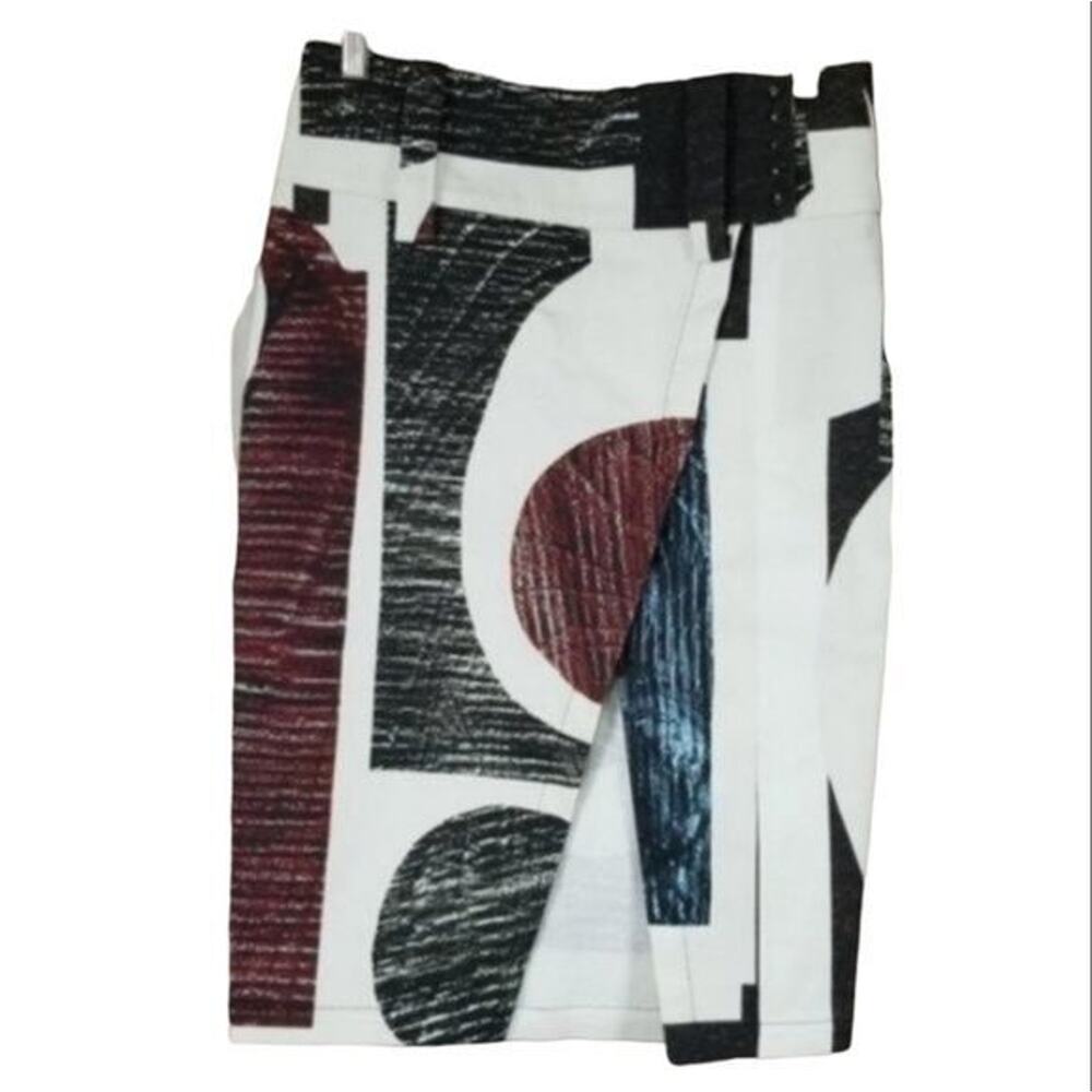Derek Lam 10 Crosby Multicolor Geometric Print Midi Pencil Skirt Women's 4